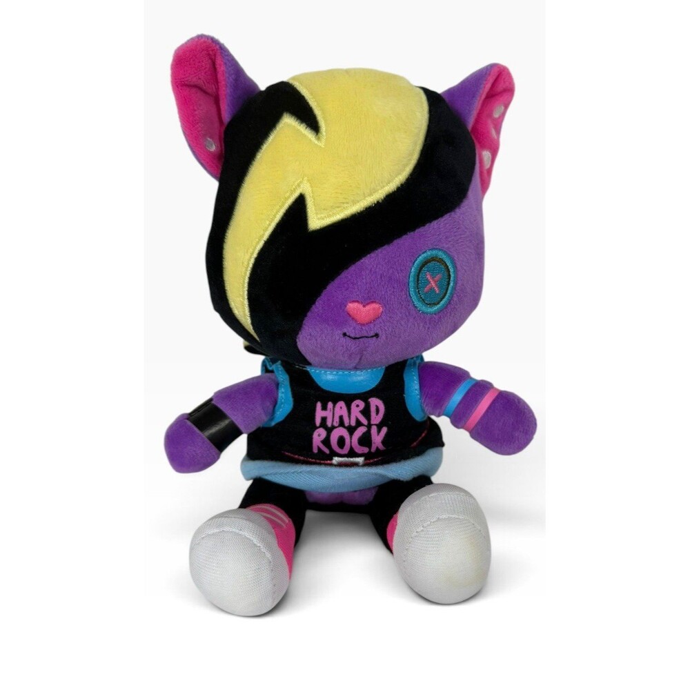 Hard Rock Cafe Roxtars Styler Punk Kitty Cat Plush Stuffed Goth Purple Black 7"